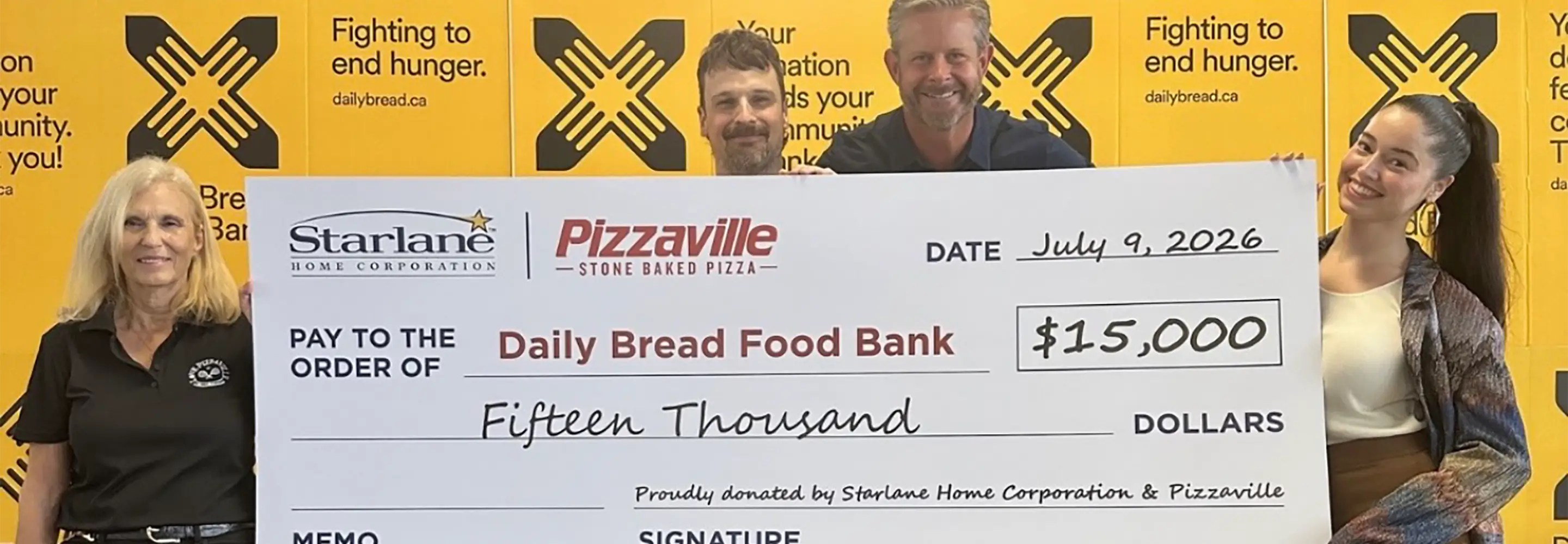 Starlane & Pizzaville Donate $15,000 To Daily Bread Food Bank