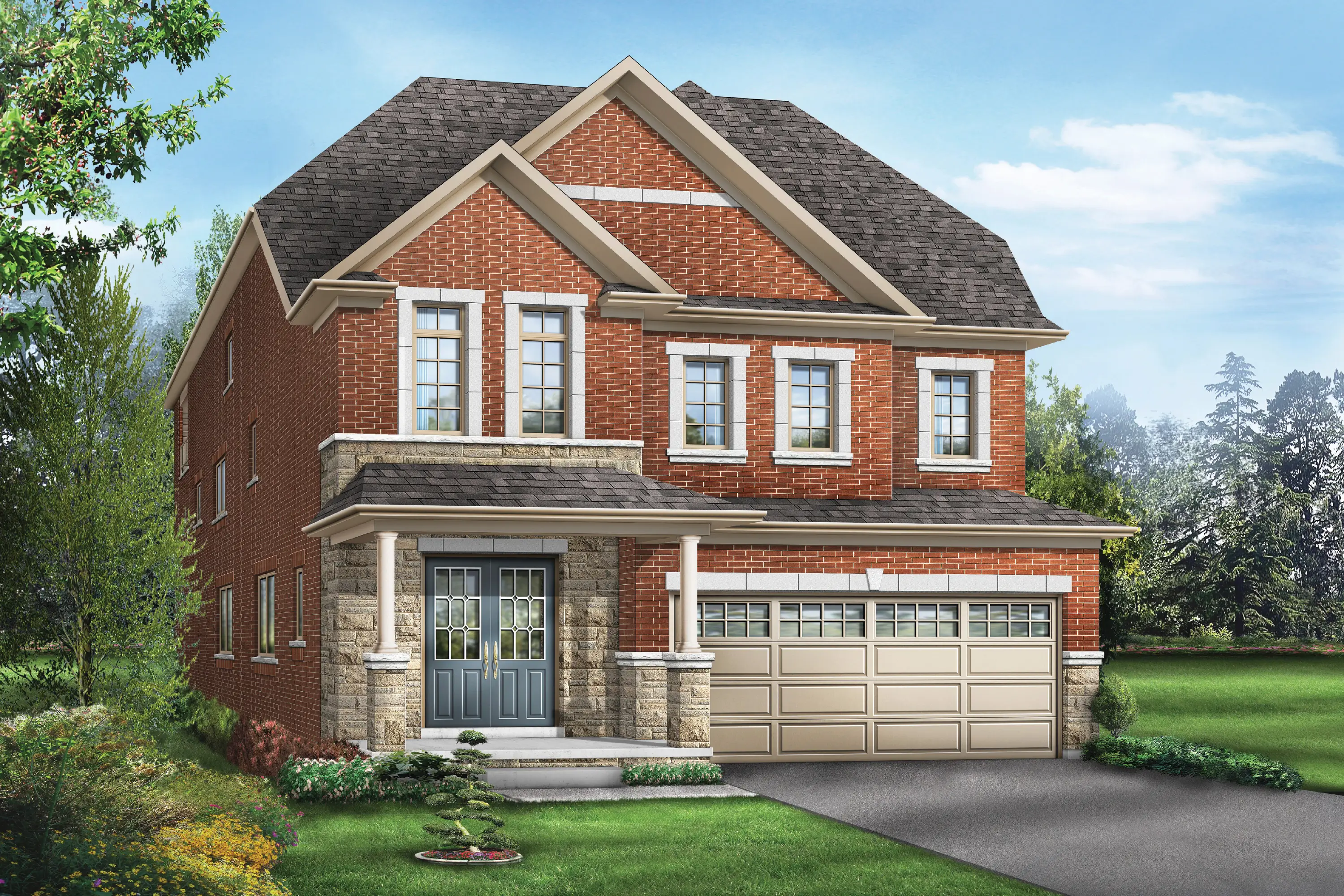 Bentley 8 (Optional 10’ Main Level Ceiling) Elev. 1 Rendering